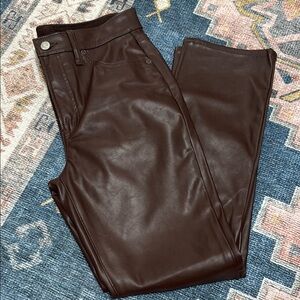 GAP High Rise Vintage Slim Leather Pants - Brown